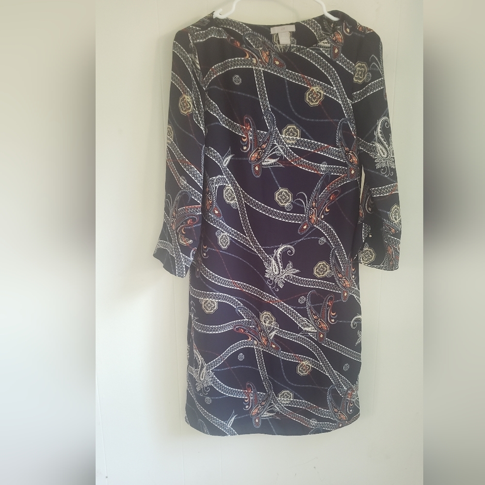 H&M, blue sleeved dress